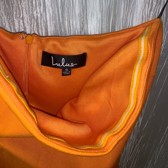 Lulus Orange Ruffled Strapless Bodycon Dress - Picture 4 of 7